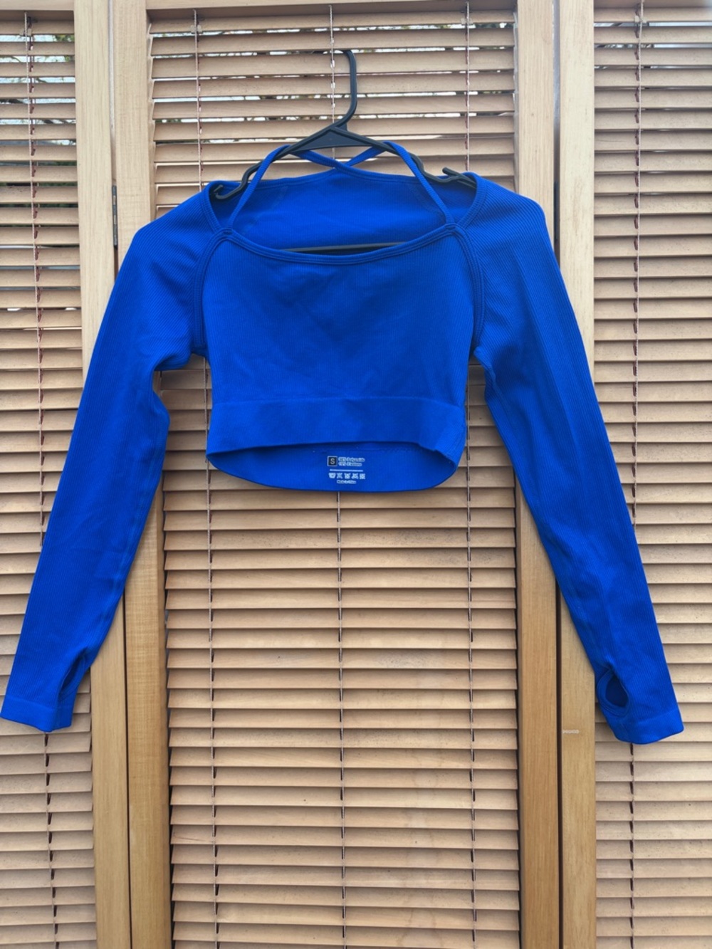 Cobalt Blue Long-Sleeve Cropped Performance Top